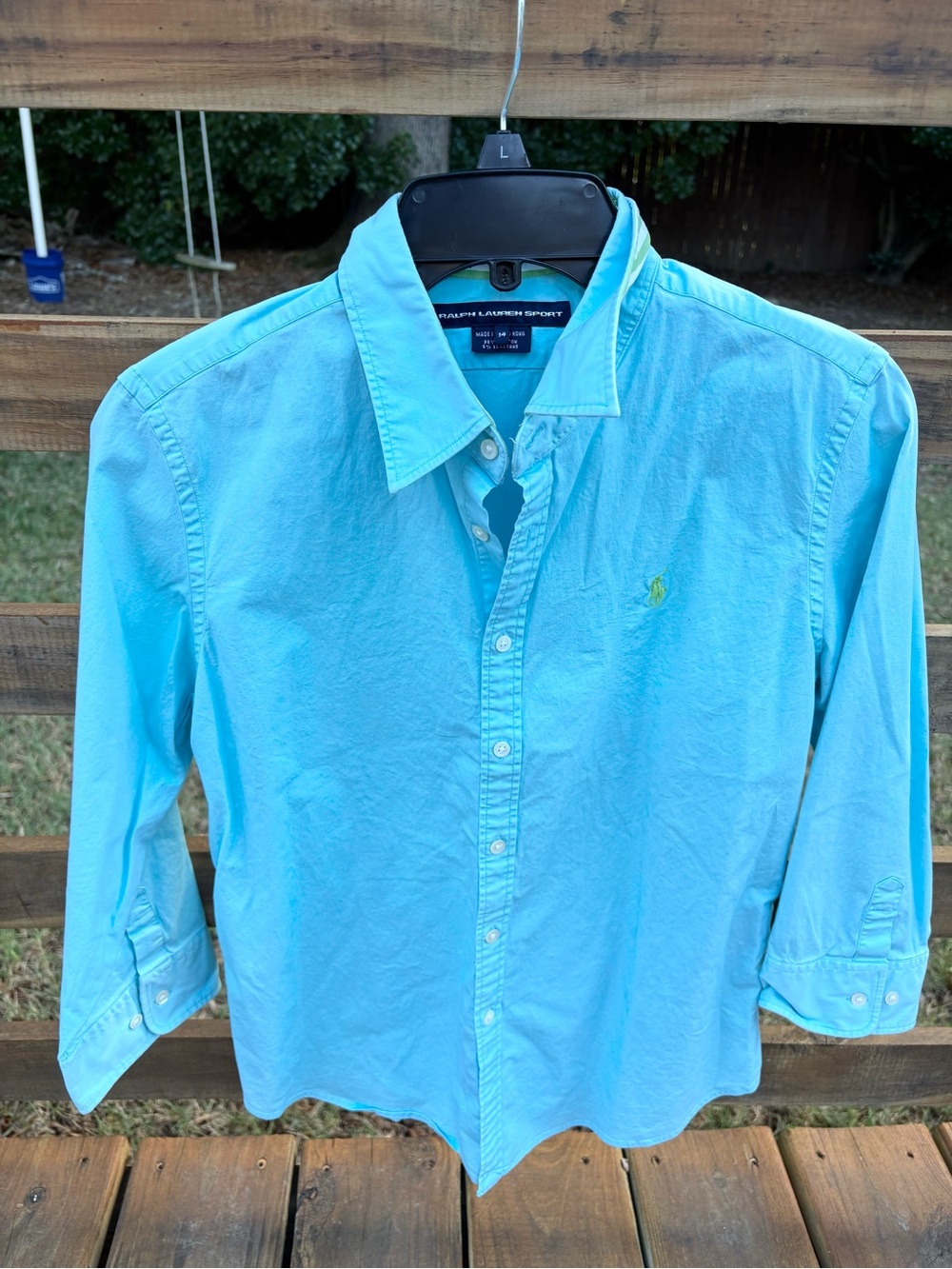 Preppy Ralph Lauren Sport golf Aqua Button Front Shirt Youth 14 Preppy Coastal